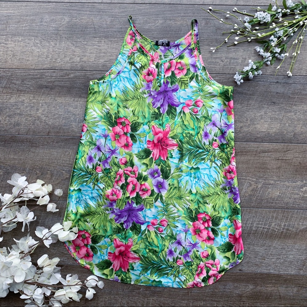 Morgan Taylor Floral Silky Tank Top